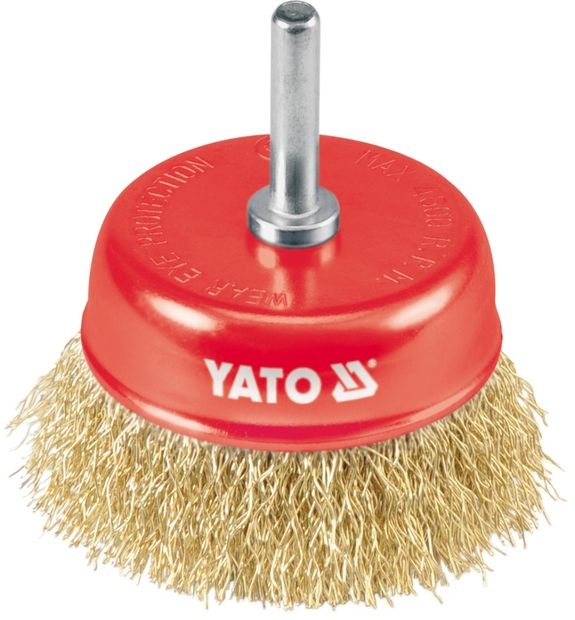 Kartáč drátěný čelní s nástavcem do vrtačky 75 mm pomosazený drát_0