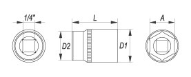 Nástavec 1/4" 13 mm šestihranný_2