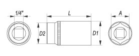 Nástavec 1/4" 5 mm šestihranný hluboký_2